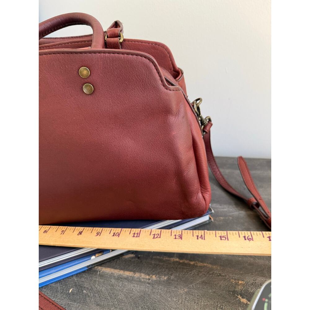 American Leather Co Burgundy Leather Satchel Crossbody Bag - Picture 10 of 14